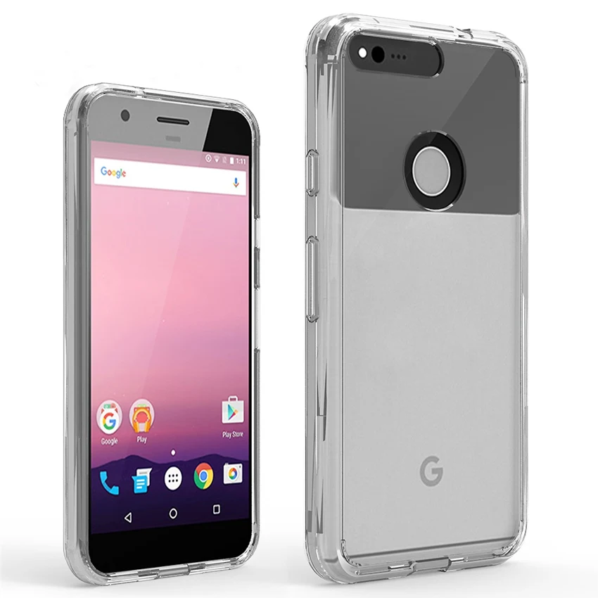 

Slim Hybrid Cover Air Cushion Technology Case With Clear Back Panel Shockproof Bag Shell For Google Pixel 5.0" / Pixel XL 5.5"