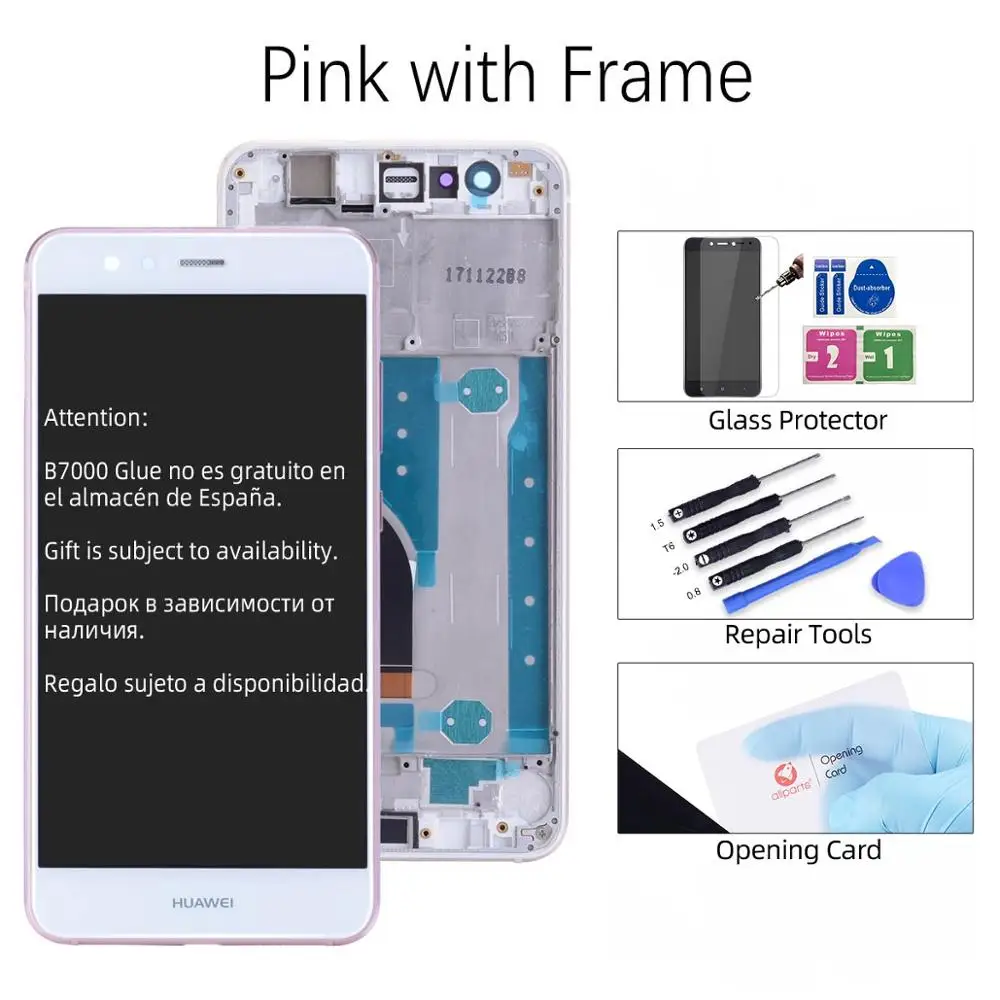 Исплей для HUAWEI P10 Lite Display LCD в сборе с тачскрином на рамке 5.2'' черный синий белый золото порошок Nova Lite lx1 lx2 WAS-LX1 - Цвет: Pink with Frame
