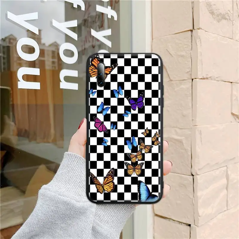 

Back Cover Black white checkered Phone Case for redmi note 5 5A 6 7 8 9 Pro Max 10 8T Funda Shell