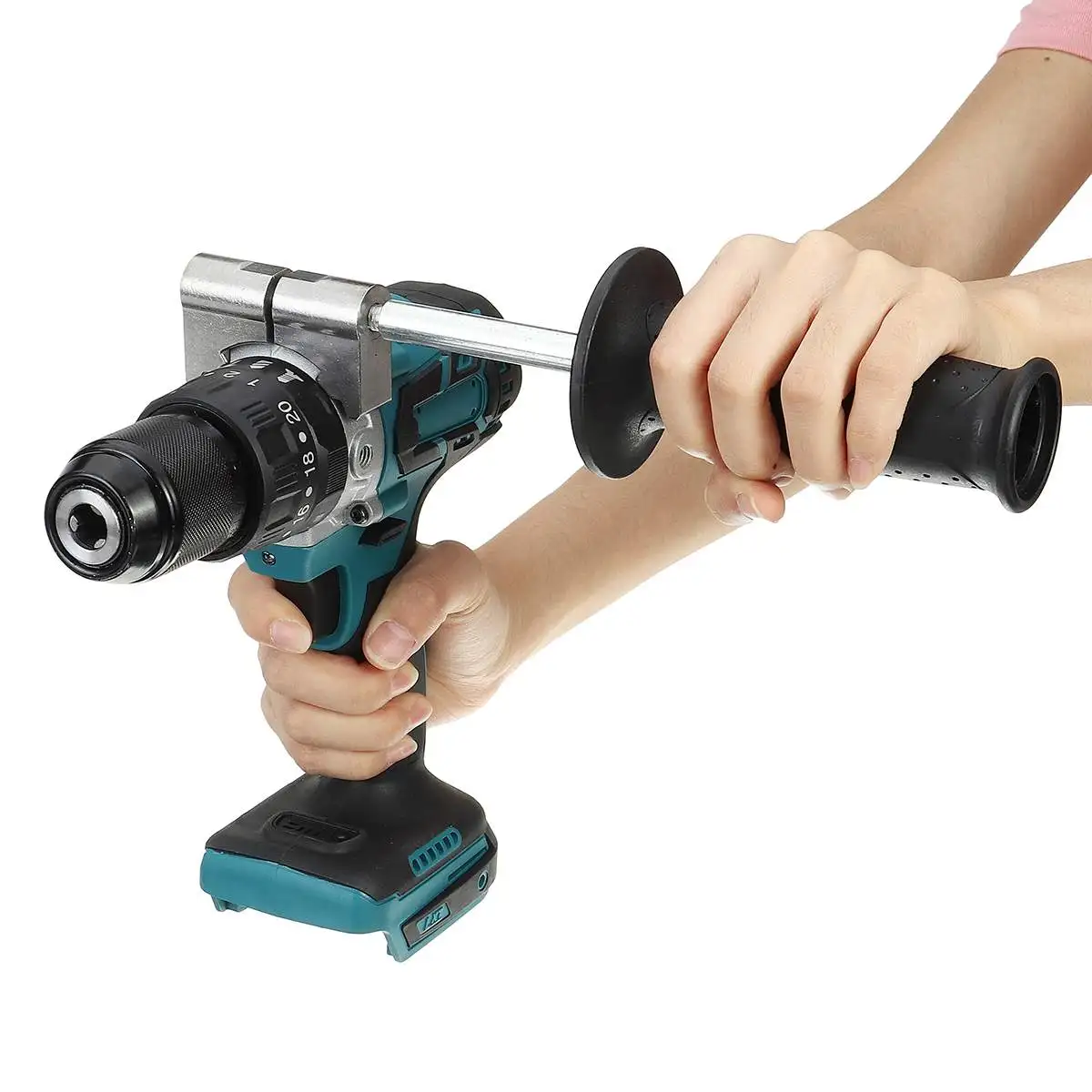 

3 in 1 Brushless Cordless Electric Hammer Drill 20+3 Torque Compact Impact Drill 2020 Model with Handle For Makita 18V