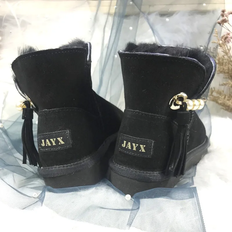 JAYX 2020 теплые женские зимние ботинки из коровьей кожи ботильоны натуральной 100%