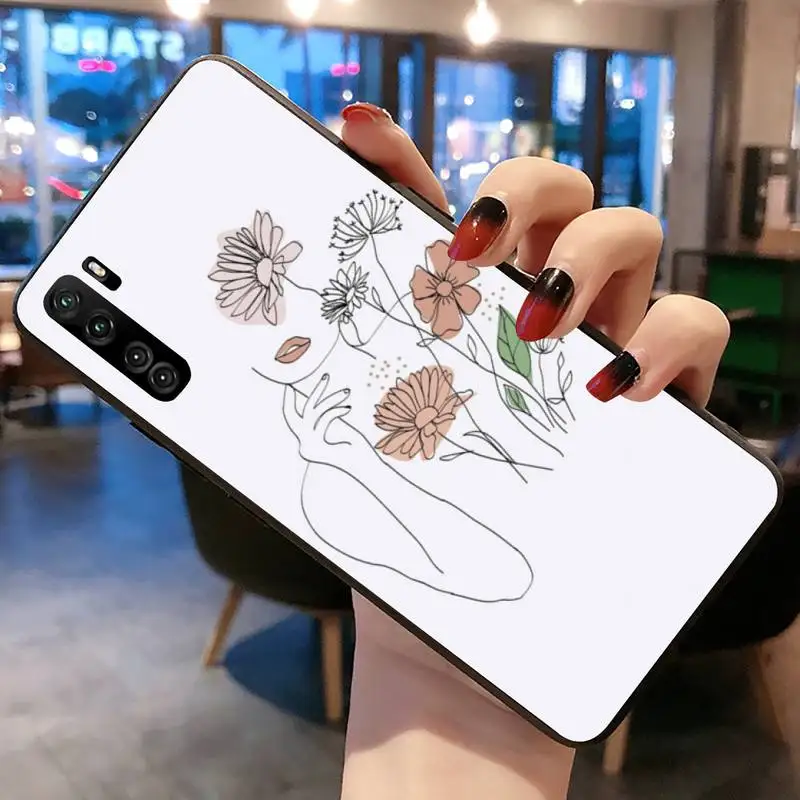 

abstract fashion vintage girl minimalist art painting Phone Case for Huawei P20 P30 P40 lite E Pro Mate 30 20 Pro P Smart P10