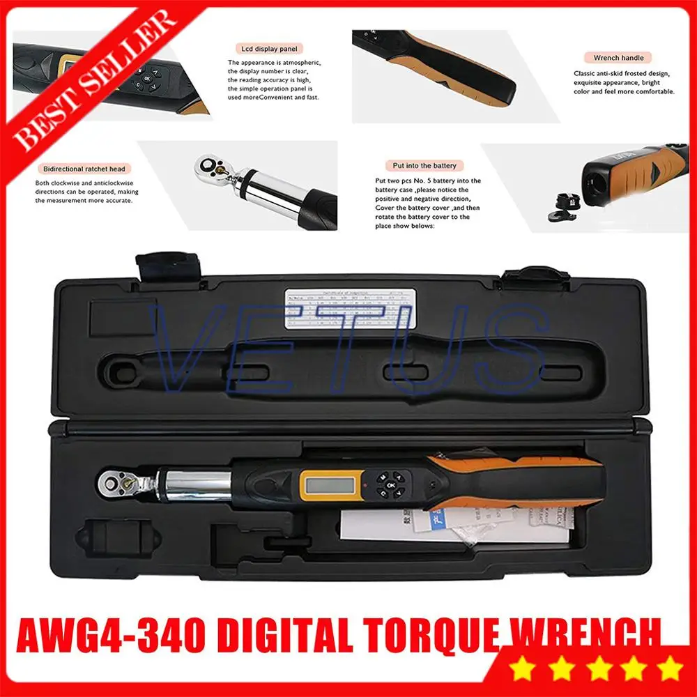 Цифровой динамометрический ключ со стандартной точностью 2% двунаправленный с