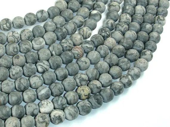 

Wholesale Dull Matte Beads,Natural Gray Jasper Beads 4mm 6mm 8mm 10mm 12mm Round Gem Stone Loose Beads,1 of 15" strand