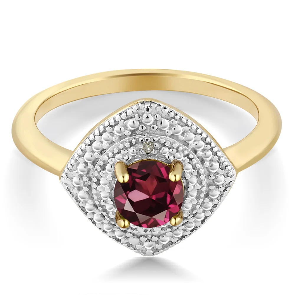 Женское элегантное кольцо GemStoneKing натуральный красный родолит гранат и