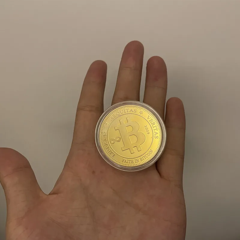 Позолоченная монета Биткоин коллекционное искусство коллекционный подарок