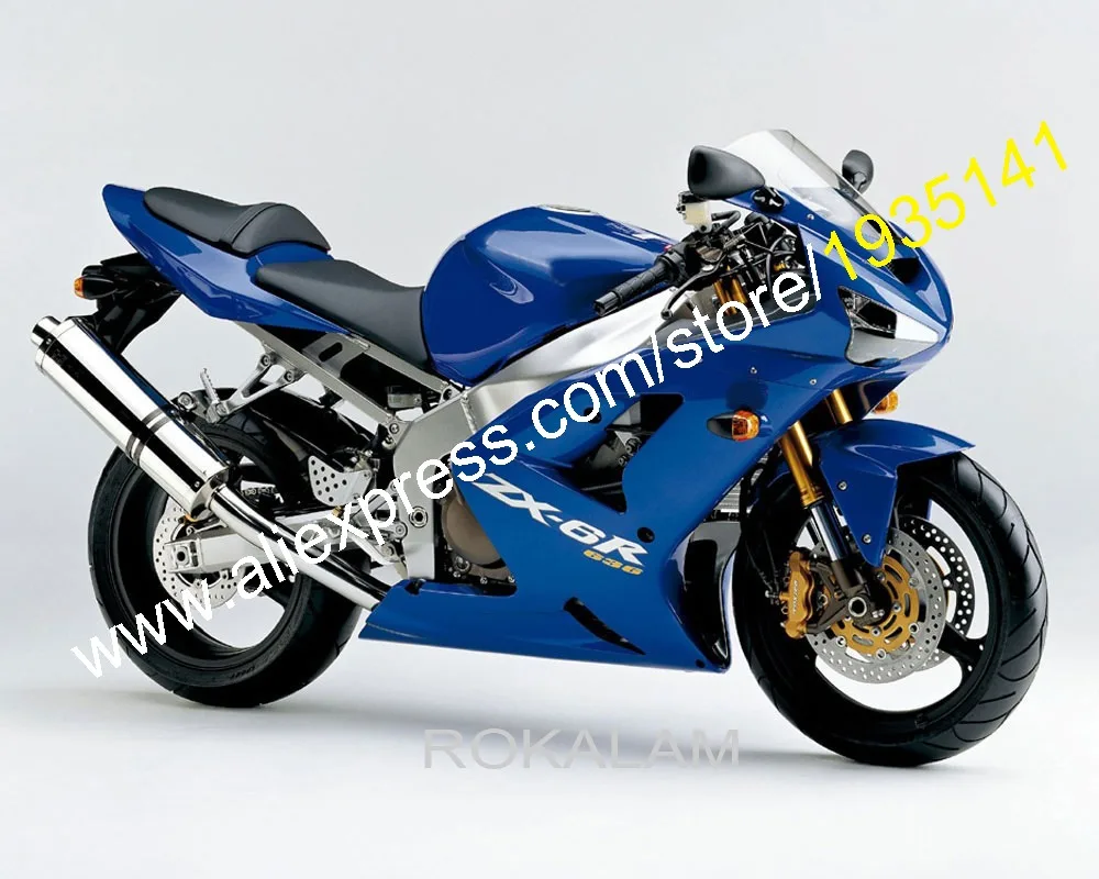 

Blue Cowling For Kawasaki Ninja ZX6R 03 04 ZX 6R 636 2003 2004 ZX-6R Aftermarket Sportbike ABS Fairing Set (Injection molding)