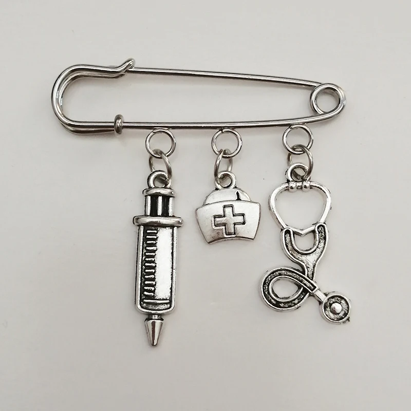 Медсестра Брошь медицинский ящик шприц стетоскоп мило сплав брошь ювелирный