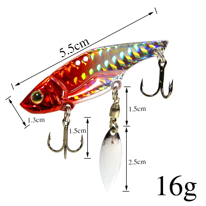 

1pcs Sinking Metal VIB Fishing Lure With Rotating Spoon Tail Hard Wobbler Crankbaits Vibration Spinner Tackle Fashion Laser Skin
