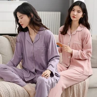 2020 autumn winter 100 cotton long sleeve pajama sets for women sleepwear suit pyjamas loungewear homewear pijama mujer clothes