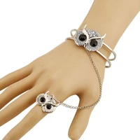 fashion retro simple owl open chain body ring bracelet rose ring bracelet