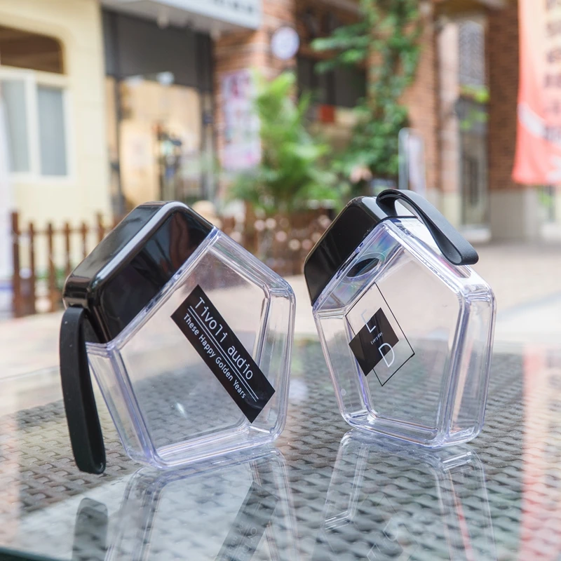 300 мл креативная пластиковая бутылка для воды с веревочной петлей плоский дизайн