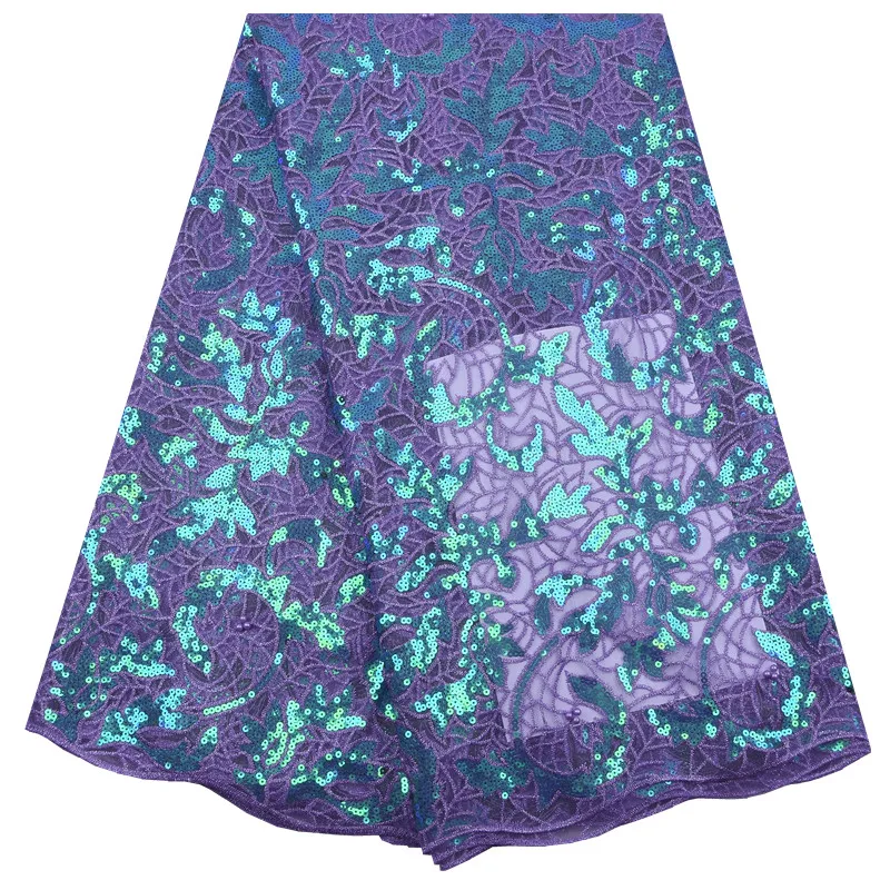 

Zhenguiru High Quality Sequined French Lace Fabric 2020 African Lace Fabric Tulle Nigerian Fabric For Women Wedding Party A2180