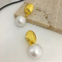 monlansher gold color geometric round metal earrings acrylic ball drop earrings for women vintage temperament earrings jewelry