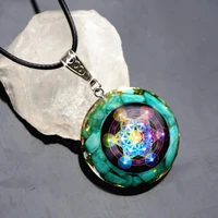 orgonite pendant necklace amazonite natural crystal energy chakra jewelry emf protection healing orgone