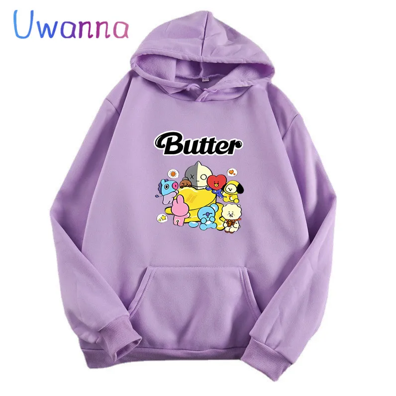 Kpop Women Hoodies Oversized Butter Hoodie Women Sweetshirts Camisetas Mujer Cute Cartoon Casual Femme Long Sleeve Clothing