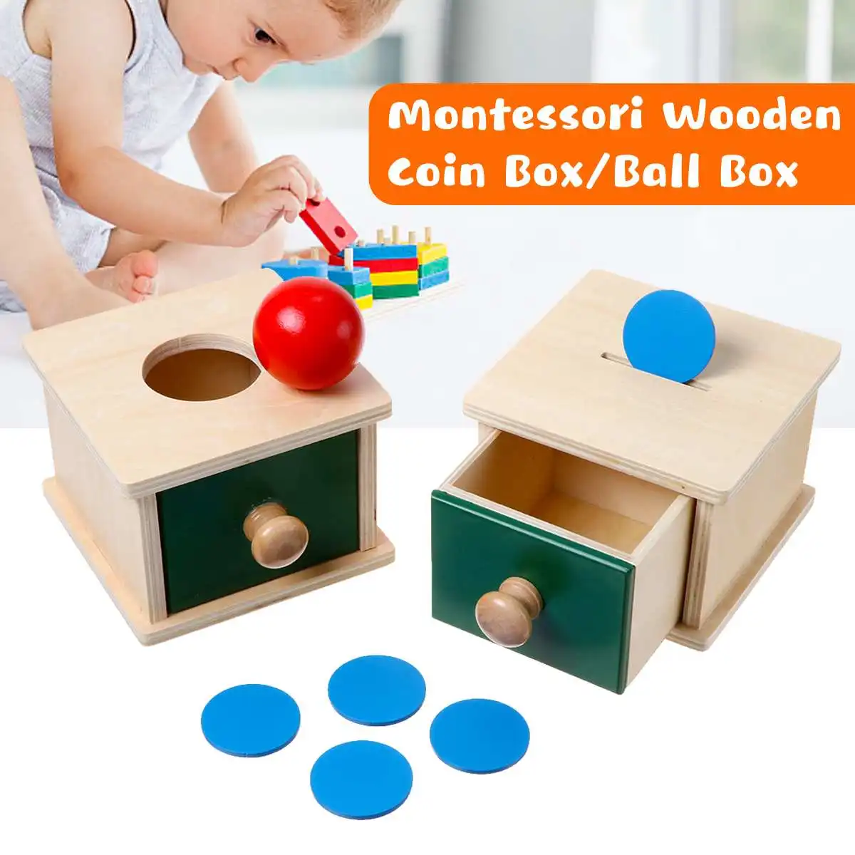 

Creative Montessori Sensory Toys Teaching Aids Wooden Drawer Coin Box Kids Early Education Puzzle Learning Toys Children Gifts