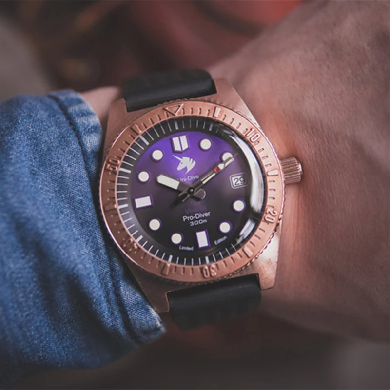 

Proxima Bronze Watch NH35 Mechanical Men's Watches C3 Luminous Sapphire Crystal Automatic Diver 300m Luxury Gifts For Men Clocks