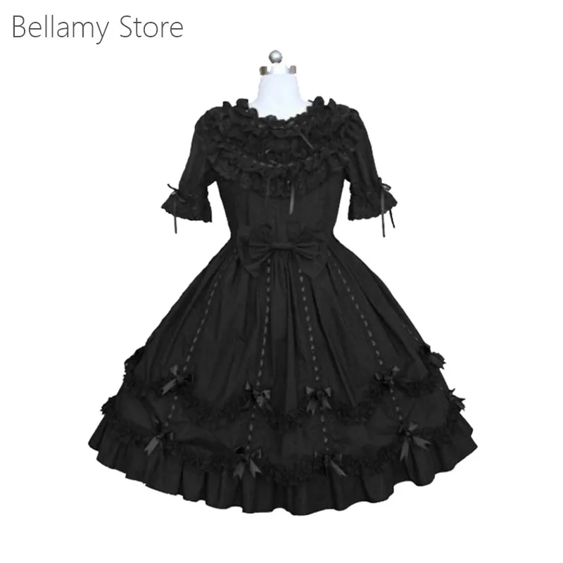 

Готическая Лолита, классическое винтажное черное кружевное платье ручной работы