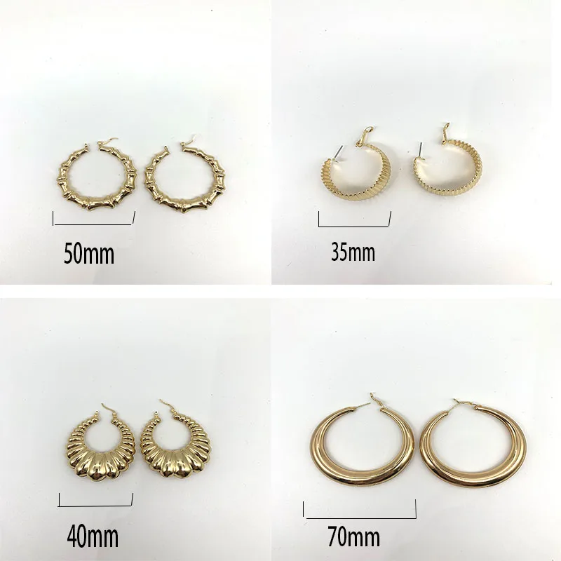 

Statement Gold Color Big Bamboo Circle Hoop Earrings For Women Hip Hop Large Celebrity Basketball Wives Earrings Hoops