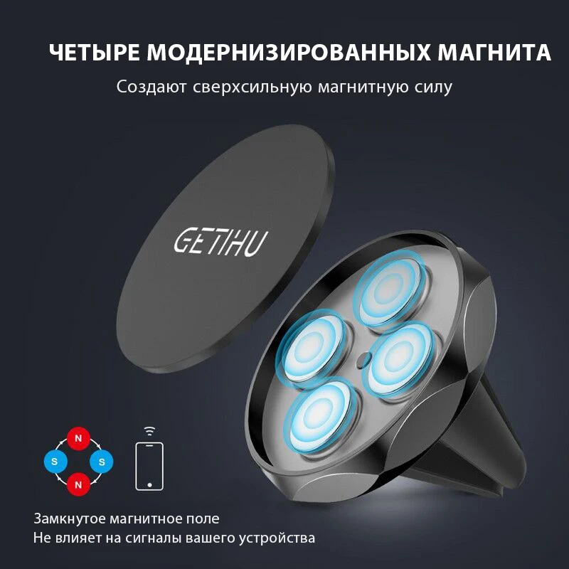 GETIHU, магнитный автомобильный держатель для телефона, крепление на вентиляционное отверстие, магнитная подставка для мобильного телефона, gps подставка для iPhone, Xiaomi, держатель для смартфона в автомобиле