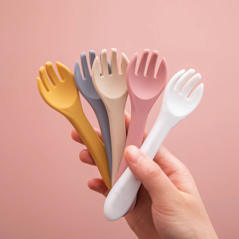 

1PCS Baby Soft Silicone Fork Feeding Set Kid Dishes Toddlers Infant Feeding Accessories Fork Silicone Tableware Children's Goods