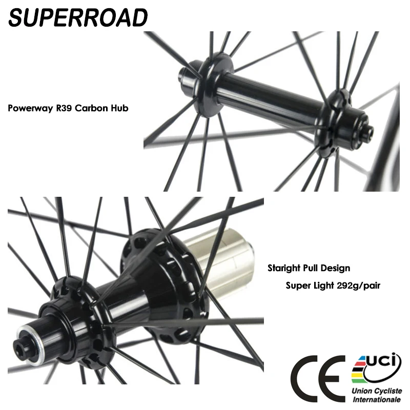 Горячая распродажа недорогих колес для шоссейного велосипеда Toray Carbon Light Weight Clincher Tubeless Wheelset диаметром 25 мм и глубиной 60 мм.