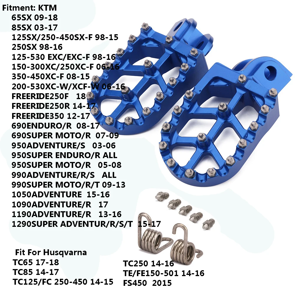 Подножки подножки педали для HUSQVARNA TC65 TC85 TC125 FC250-FC450 TC250 TE FE 150-501 FS450 - Цвет: BLUE