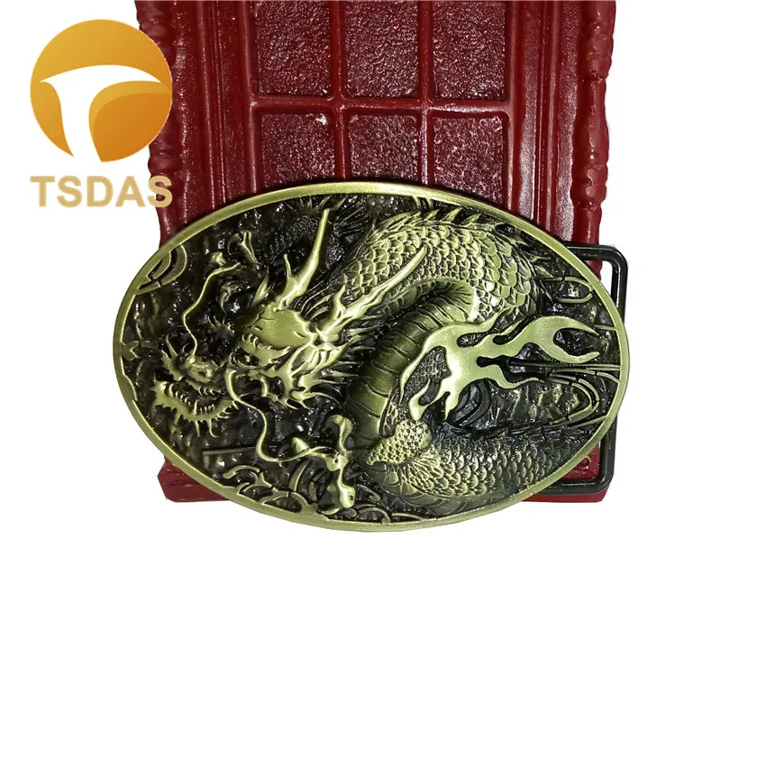 Мужская пряжка для ремня из твердой латуни с 3d-драконом металлической ковбойской