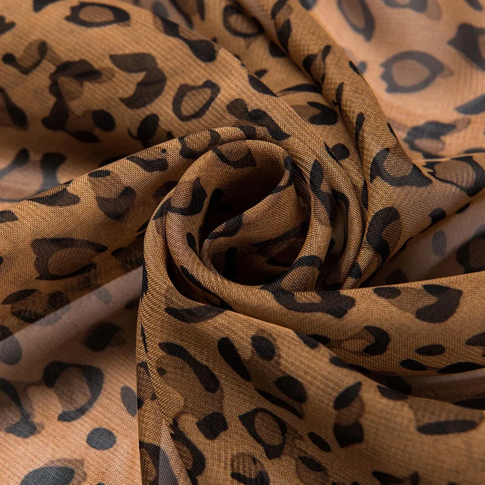 

2020 Elegant Silk Scarf Women Shawl Leopard Print Scarves Ladies Shawl Bandana Wrap Muslim Hijab Handkerchief muffler foulard