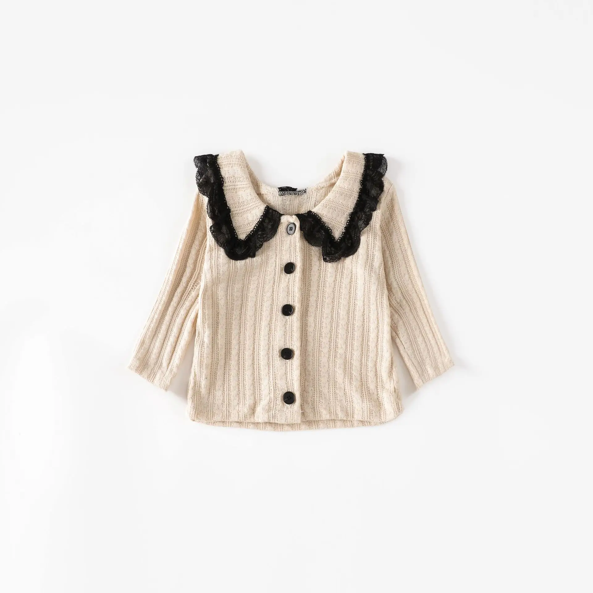 Весенние тонкие кардиганы в стиле пэчворк с кружевным воротником для маленьких