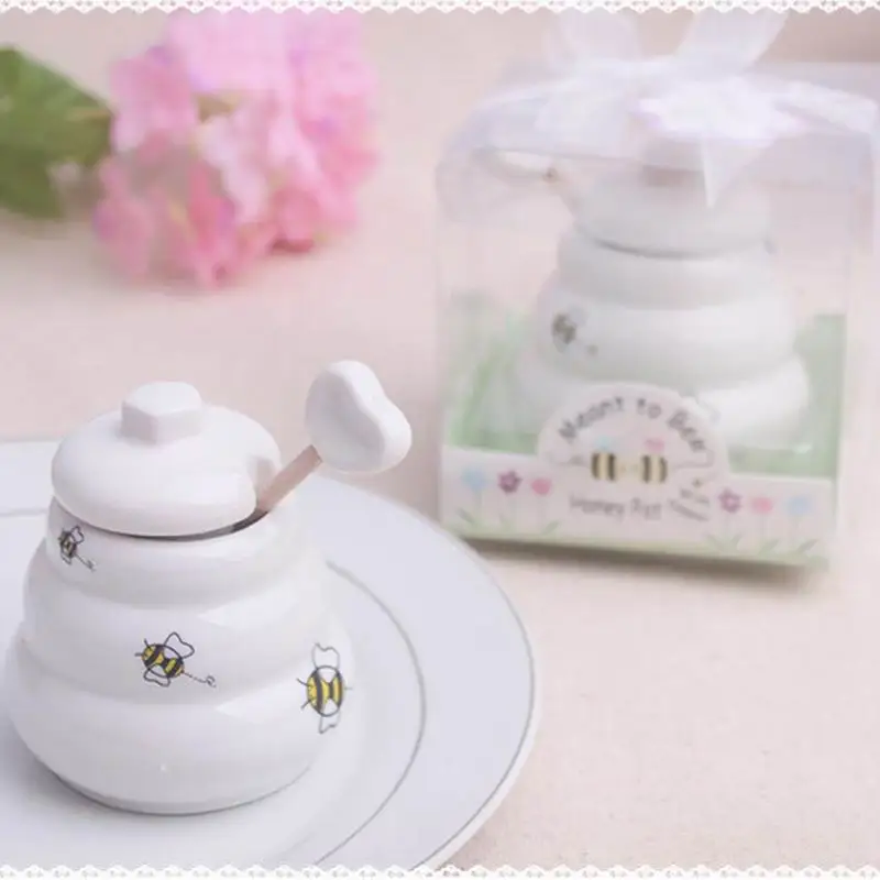 

Meant to Bee Ceramic Honey Pot 10pcs/Lot wedding bridal shower favor gifts favor de la boda