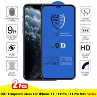 2pcspack full cover protective tempered glass for iphone 11 pro max screen protector 10d explosion proof cold carved glass film