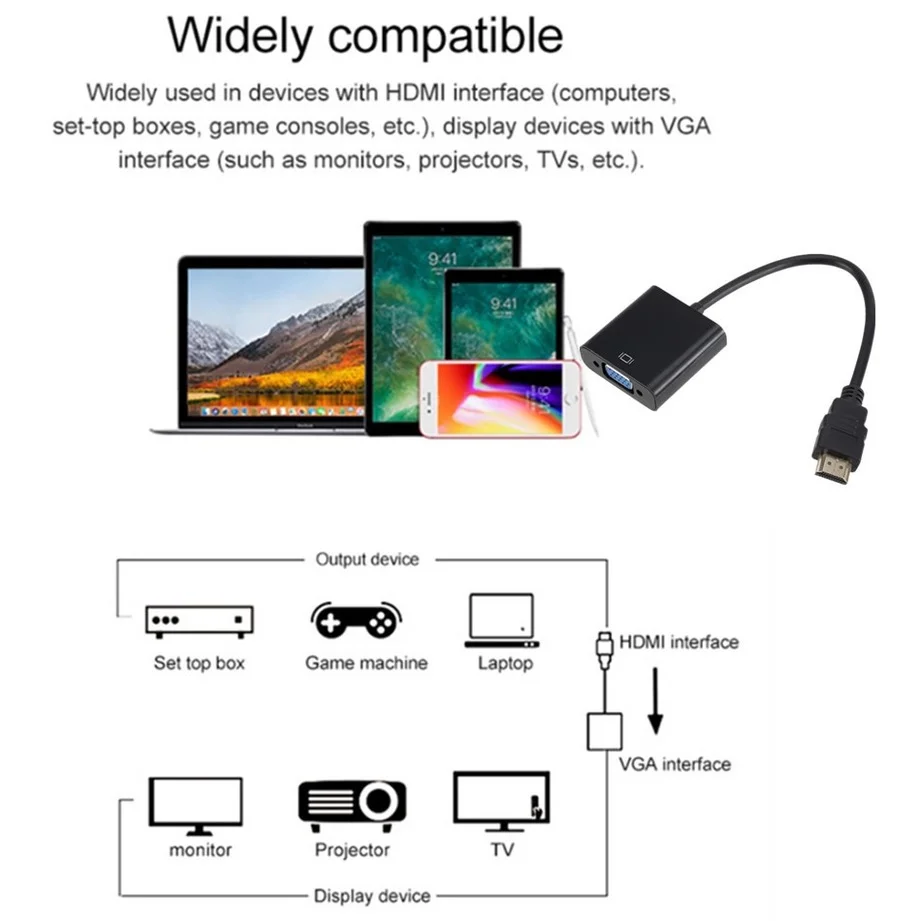 HDMI-кабель GRWIBEOU совместимый с VGA-адаптером цифровой видео-и аудиопреобразователь