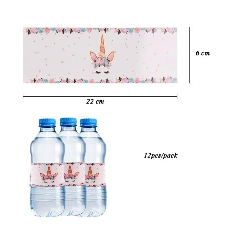12PCS Bottle Sticker Микки Маус тема одноразовая посуда наборы бумажные тарелки и стаканы вечерние поставки вечерние баннер Свадебные/детский наряд в качестве подарка на день рождения бассейн вечерние украшения - Color: 12PCS Bottle Sticker