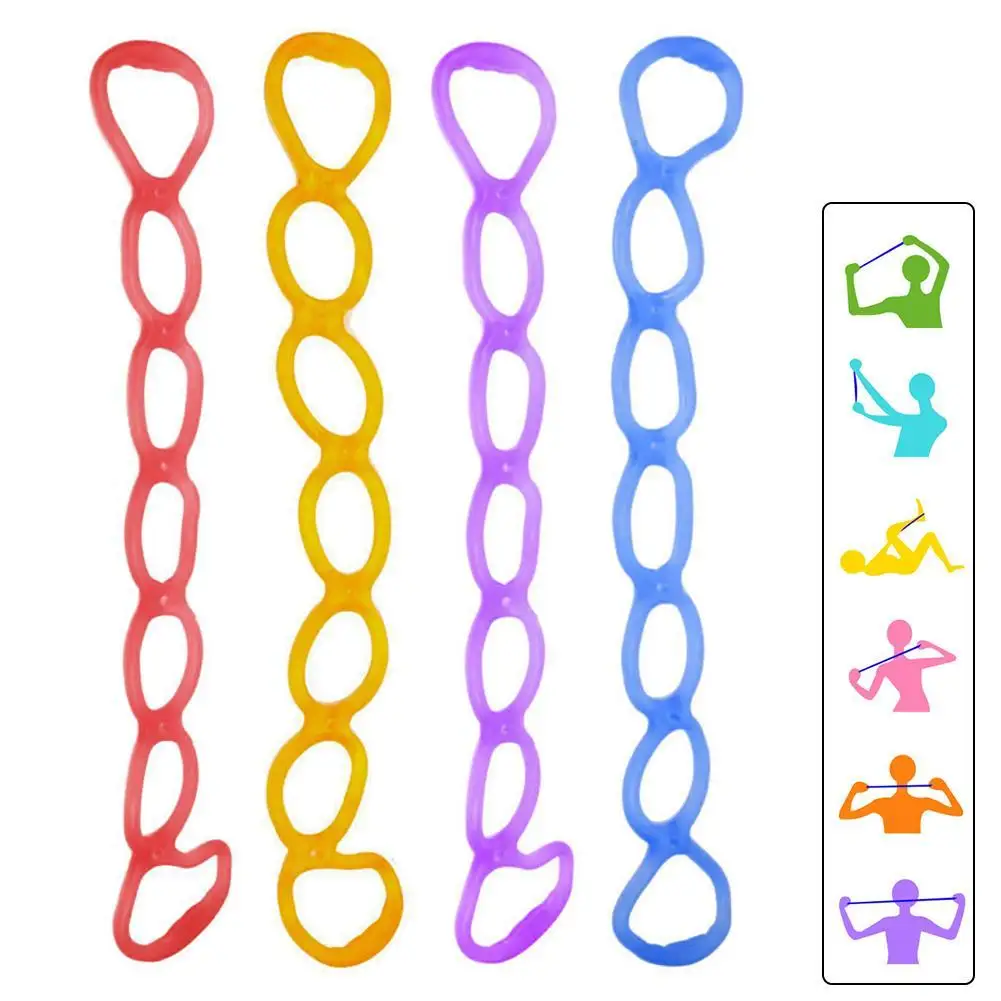 

7 Holes Elastic Yoga Tension Belt Silicone Fitness Pilates Exercise Yoga Resistance Band Rope Arm Strength Body Shaping Tool