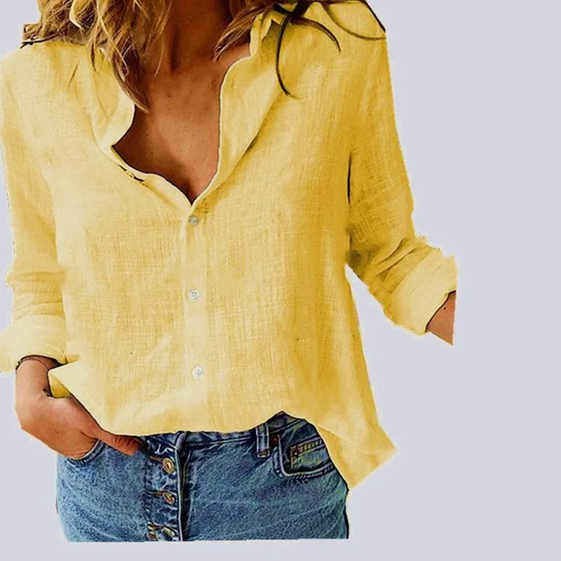 

Leisure White Shirts Button Lapel Cardigan Top Lady Loose Long Sleeve Oversized Shirt Womens Blouses Spring Autumn Blusas Mujer