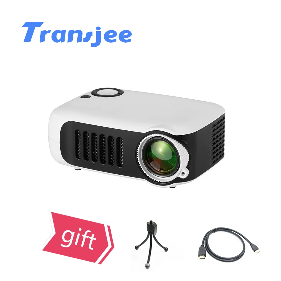 TRANSJEE Mini Portable Projector A2000 LED 320x240 Pixels Support 1080P HDMI USB Audio Video Beamer Home Theater | Электроника