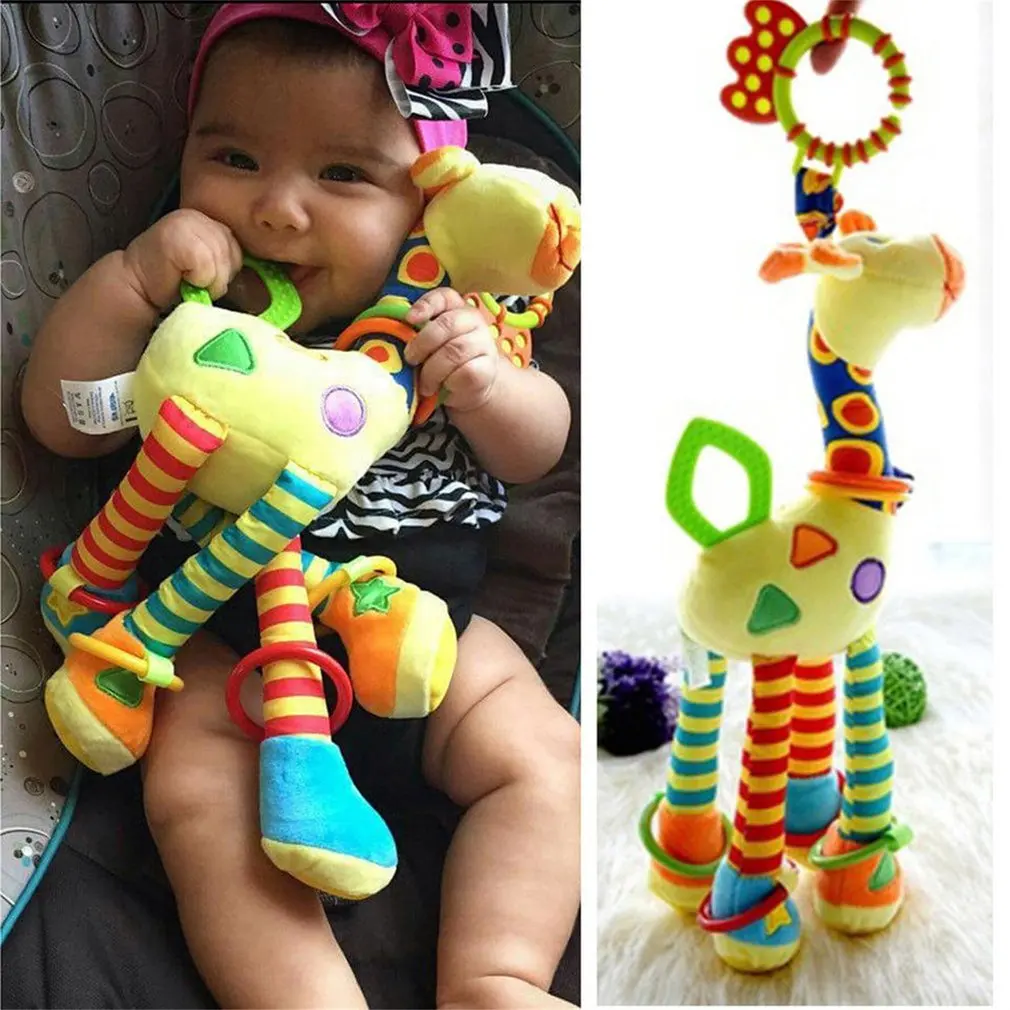 

OCDAY Baby Giraffe Hanging Pram Bed Bells Soft Toy Animal Handbells Rattles Funny Educational Mobiles Toys Hand Bell Rattle Hot