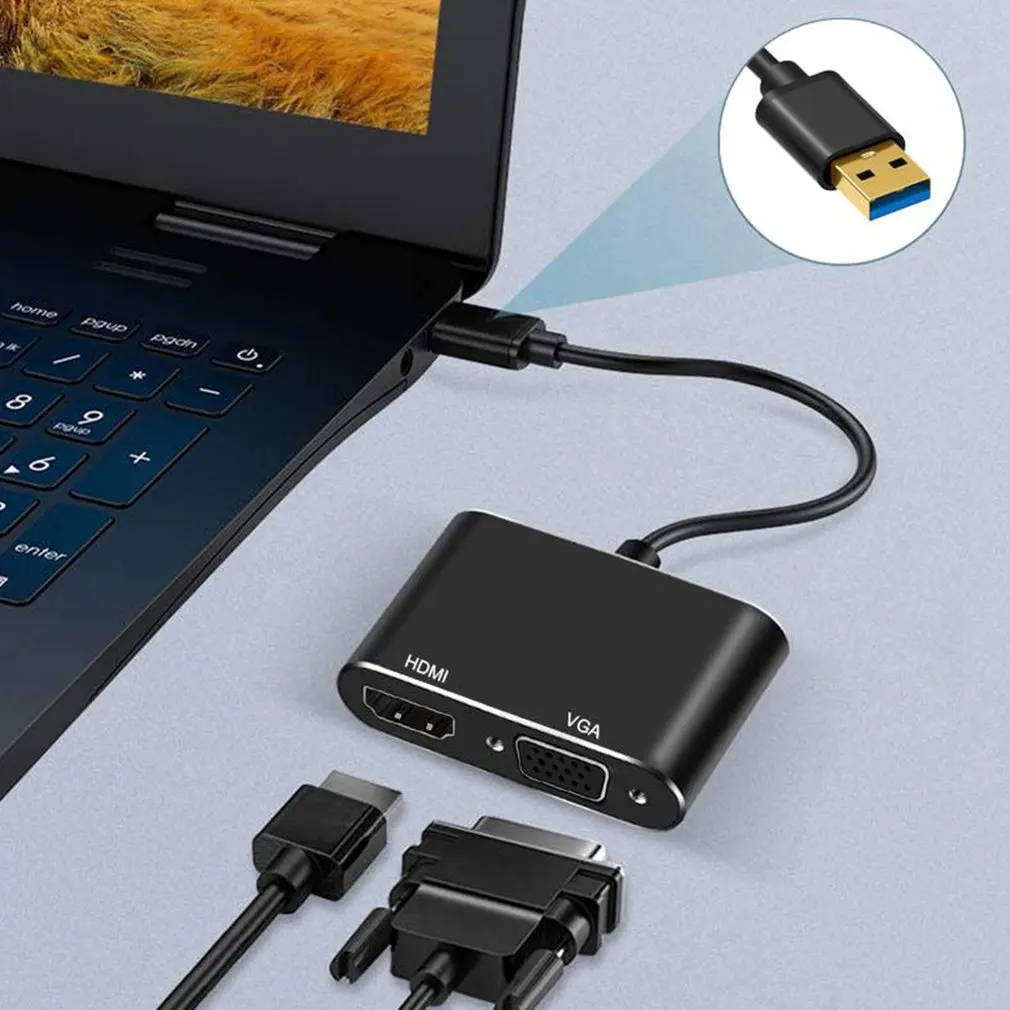 Переходник с USB 3 0/2 0 на HDMI / VGA HDTV внешний конвертер видеокарты практичный