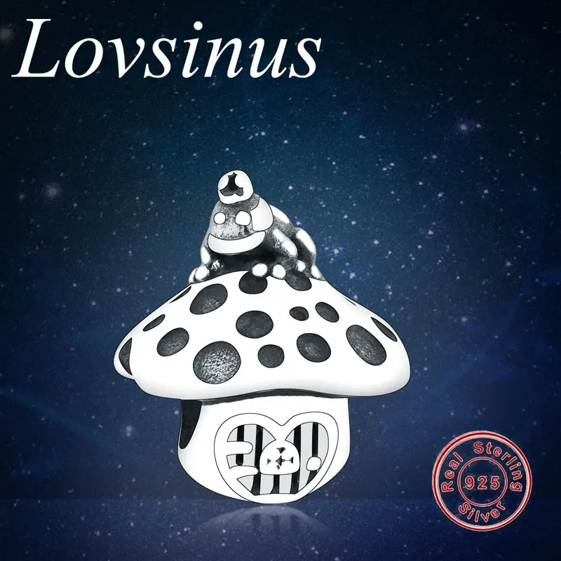 

Подвеска Стерлинговое Серебро с грибами и лягушкой на осень 2019, оригинальный Европейский очаровательный браслет, бусины из стерлингового с...