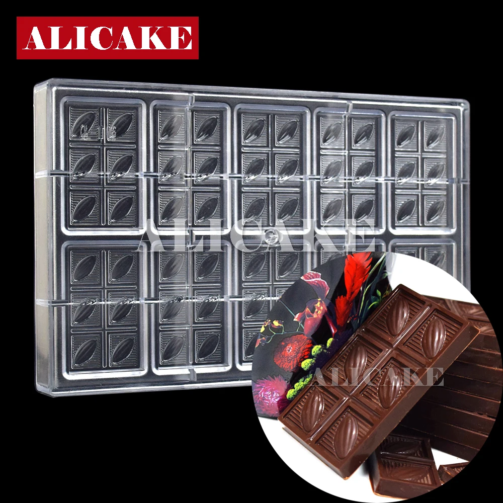 

10 Cavity Polycarbonate Chocolate Mold Cocoa Chocolate Bar Cake Confectionery Mold For Chocolates Form Tray Baking Pastry Tools