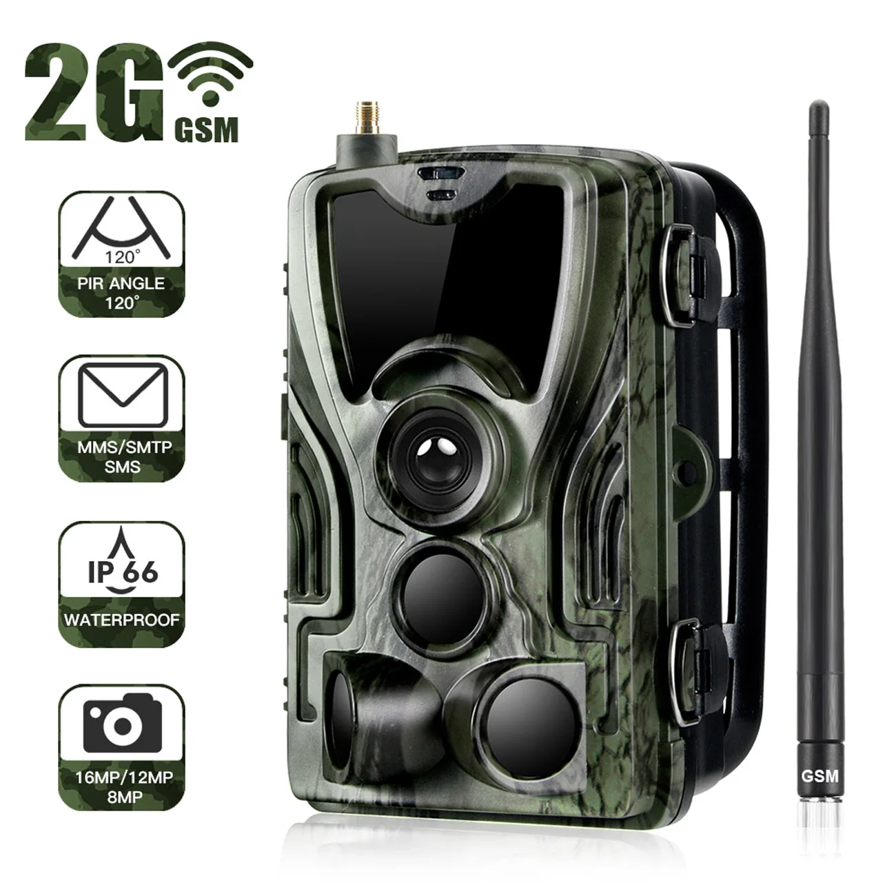 

Охотничья фотоловушка HC801M 2G, камера 16 МП 1080P MMS/SMTP/SMS для дикой природы, фотоловушка с триггером 0,3 s, камера ночного видения для охотников
