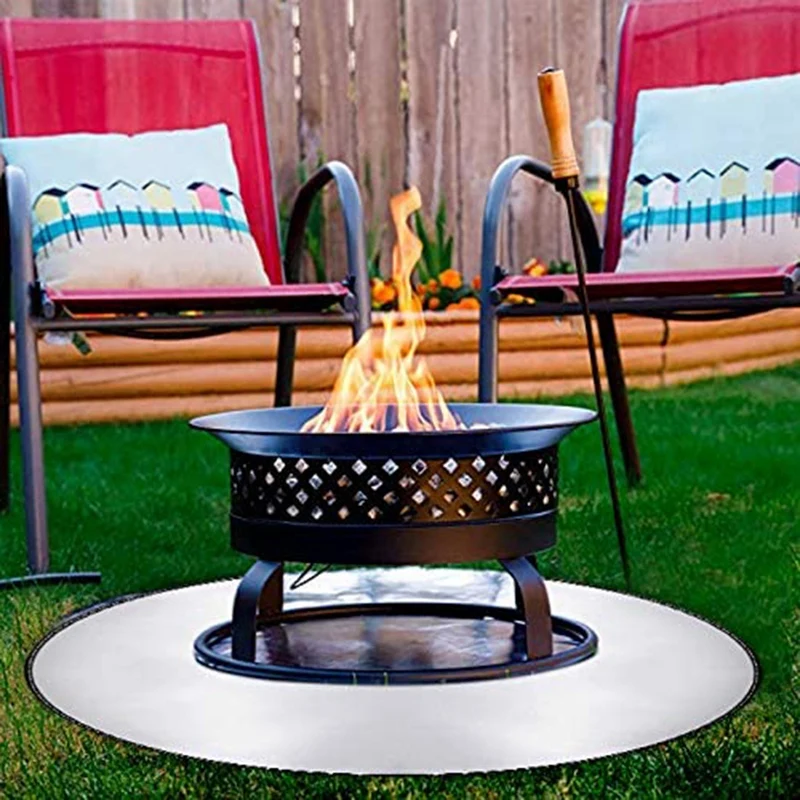 

Round Fire Pit Mat Grill Mat Deck Protector,Fire Pit Pad Prevent Floor Lawn From Damaged By High Temperature