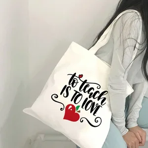 Сумка-тоут для учителей, повседневный холщовый саквояж в стиле Харадзюку с надписью Is To Love, летняя сумка на плечо в стиле ольччан, сумки для учителей
