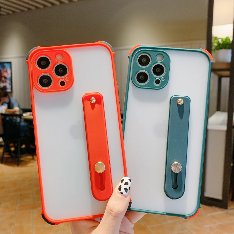 

Wristband Bracket Matte Phone Case For Xiaomi Redmi Note 8 Pro 10X 4G 8T 9C 9 9A 9I 8A Prime 10 Lite Shockproof Transparent Case