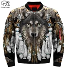 Мужская куртка-бомбер с объемным рисунком волка, куртка-бомбер в стиле Триппи с индейским принтом, Повседневная Уличная одежда в стиле Харадзюку для осени и зимы
