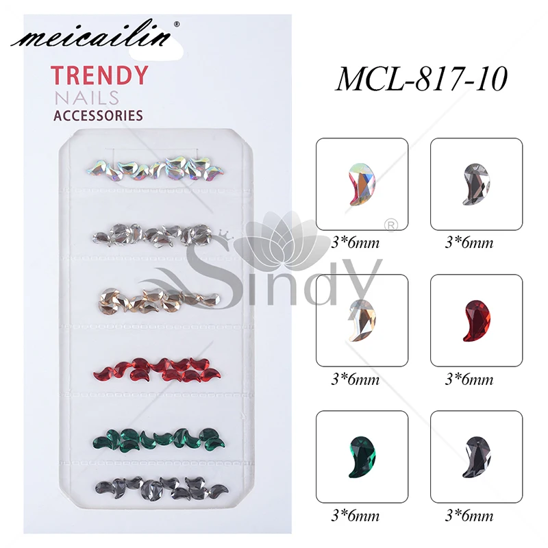 MCL-817-10 60 шт смешанный стиль Стразы для ногтей дизайн для украшения для ногтей Хрустальные стеклянные амулеты перегородки аксессуары для ногтей набор - Цвет: MCL-817-10