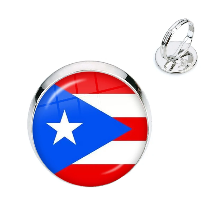 Регулируемые кольца со стеклянным кабошоном 16 мм для Франции Польши Пуэрто-Рико