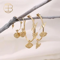 summer style evil eye lightning lip heart gold hoop earrings for women fashion small big size hoop earrings 2020